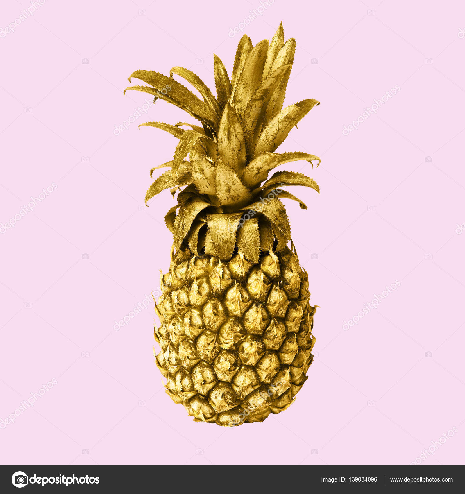It Is The Gold Pineapple Isolated On Pink Background Stock Photo Image By C Glass Frog