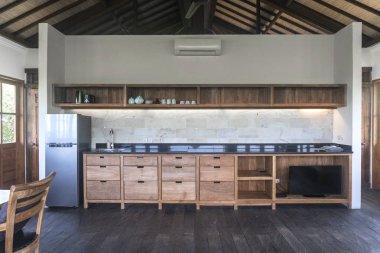 güzel ev, iç mekan, ahşap mutfak görünümünü