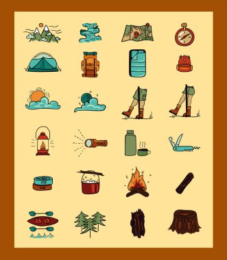 Kamp simgeler vektör set