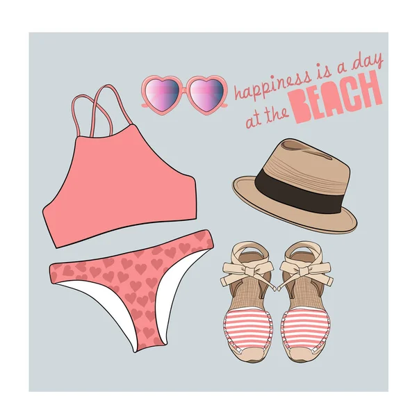 Bikini vector instellen afbeelding — Stockvector