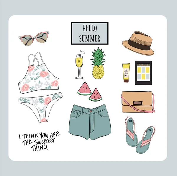 Summer outfit vector set. — Stock Vector