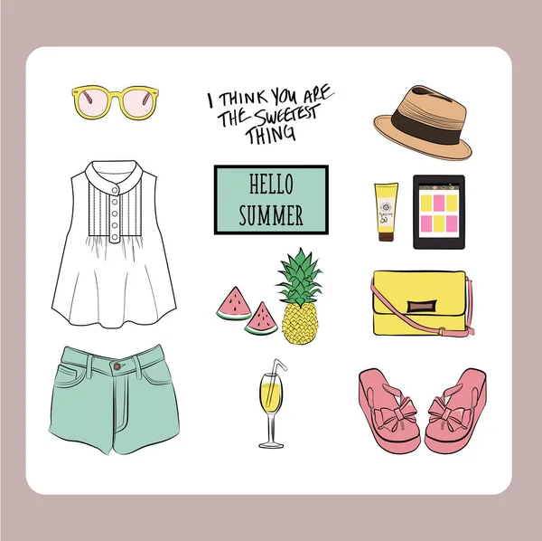 Zomer outfit vector instellen. — Stockvector