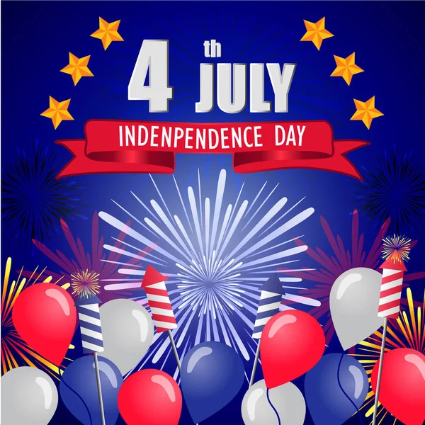 Képeslap design a negyedik július függetlenség napja — Stock Vector