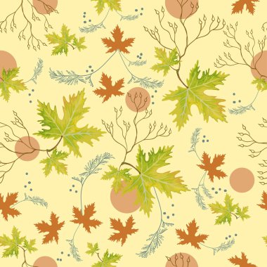 Sonbahar yeşil yaprakları desen