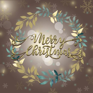 Neşeli Noel kış çelenk vektör çizim.