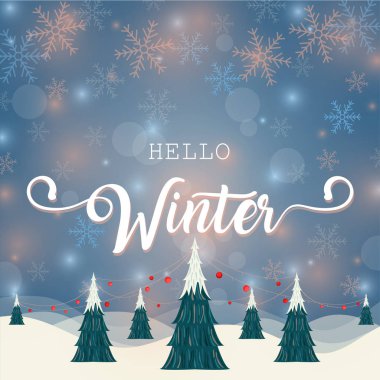 Merhaba kış vektör illüstrasyonu