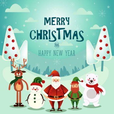 Noel kar sahne vektör illustraion