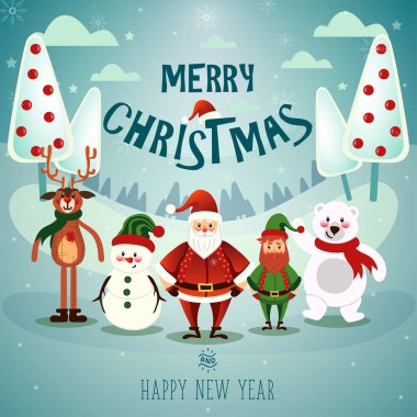 Noel kar sahne vektör illustraion.