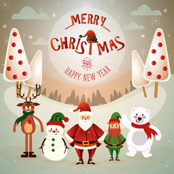 Noel kar sahne vektör illustraion.