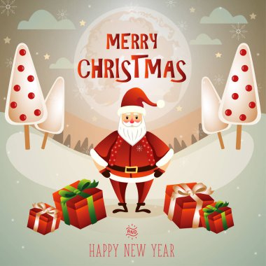 Noel kar sahne vektör illustraion.