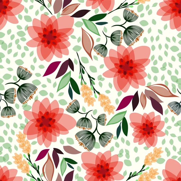 Ilustración de vector de patrón floral sin costuras. — Archivo Imágenes Vectoriales
