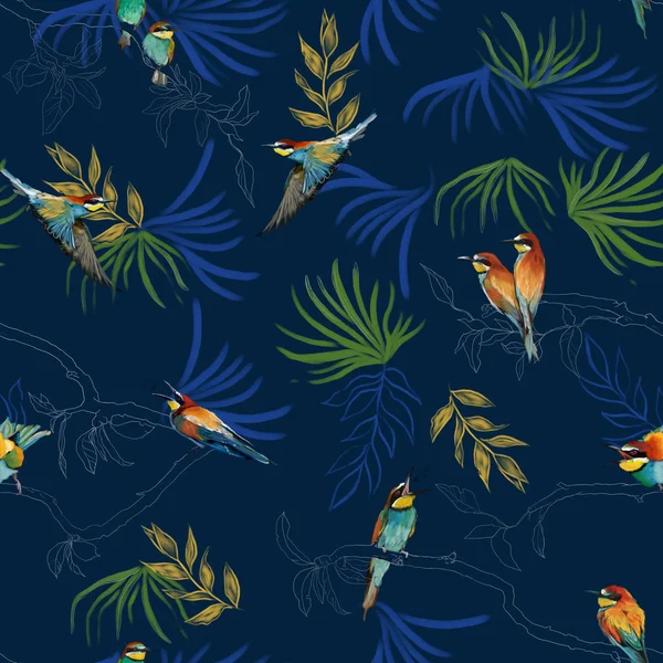 Seamless pattern of african bee eater