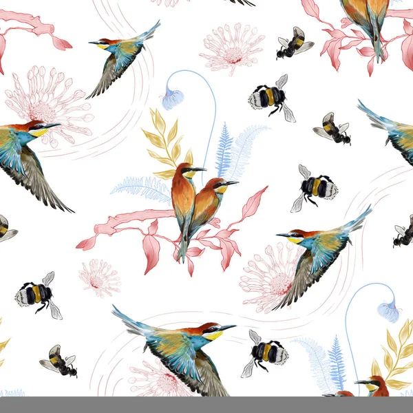 Seamless pattern of african bee eater