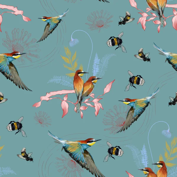 Seamless pattern of african bee eater