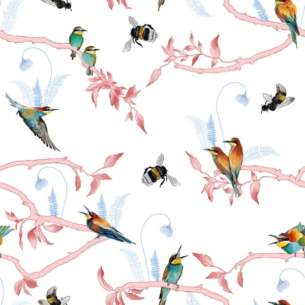 Seamless pattern of african bee eater