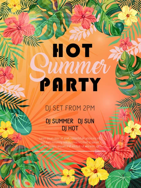 Heiße Sommerparty Design Poster oder Flyer. — Stockvektor