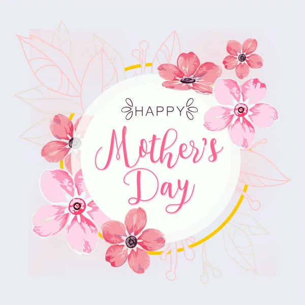 Tarjeta de felicitación del día de las madres con flores de flor — Vector de stock