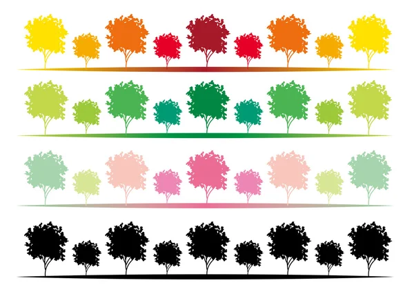Jeu vectoriel d'arbres — Image vectorielle