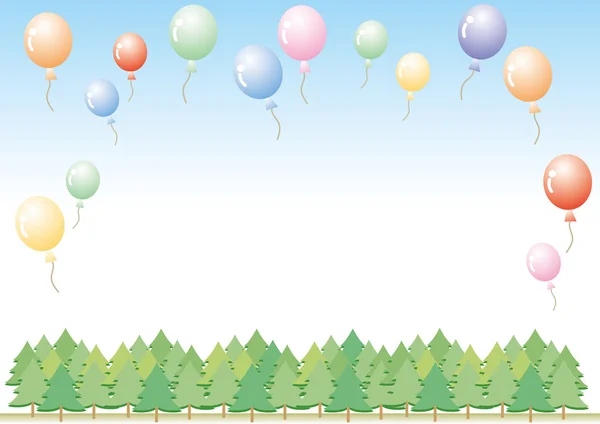 Lugar del evento con muchos globos — Vector de stock