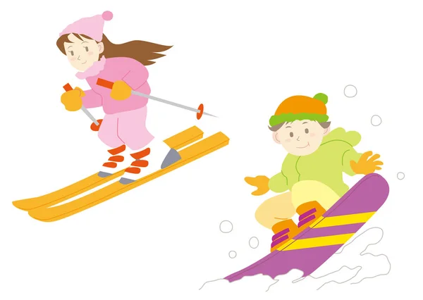 Set esquí y snowboard — Vector de stock