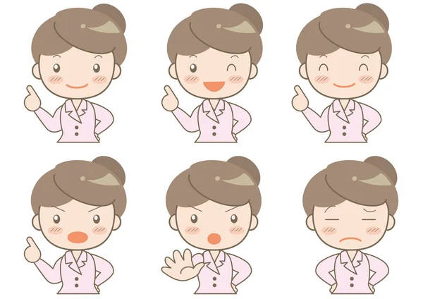 Woman doctor expressions set — Stock Vector