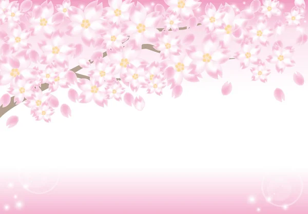 Cherry-blossom frame with Sun light — Stock Vector