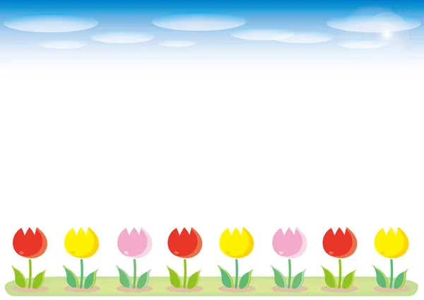Tulip scenery frame — Stock Vector