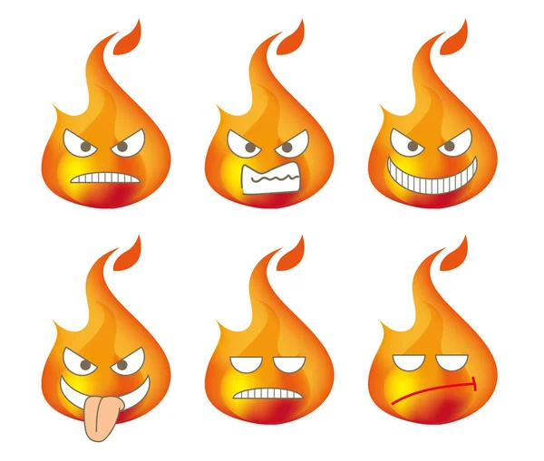 Conjunto de emoticones de fuego — Archivo Imágenes Vectoriales