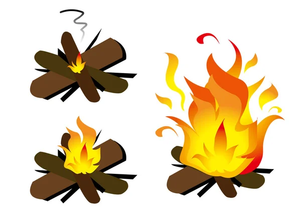 Bränna ved tre typer — Stock vektor