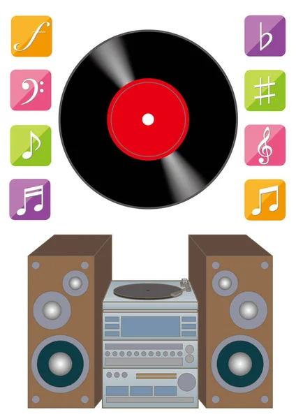Record player and analog music — Stock Vector