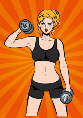 Kadınlar dumbbells ile