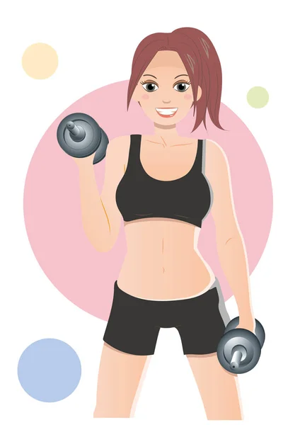 Women with dumbbells — Stock Vector