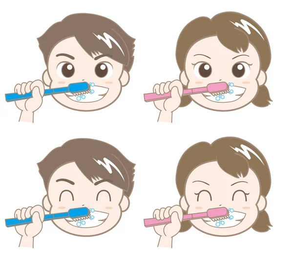 Brosse dents Garçons et filles — Image vectorielle