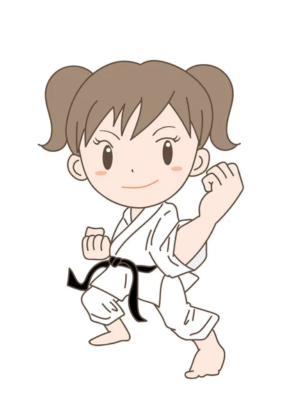 Karate pose girl — Stock Vector