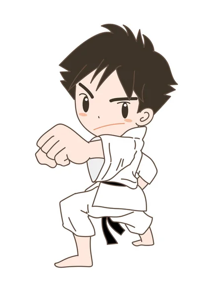 Karate pose boy — Stock Vector
