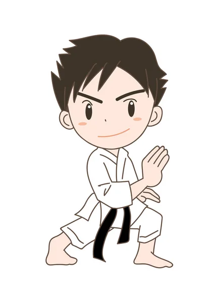 Karate pose boy — Stock Vector