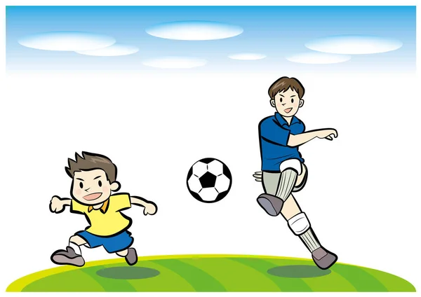 Playing football father and child — Stock Vector