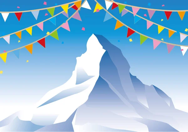 Everest et de nombreux drapeaux — Image vectorielle