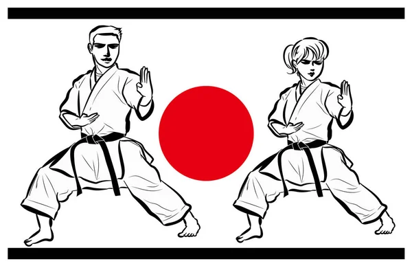 Karate imageman en vrouw — Stockvector