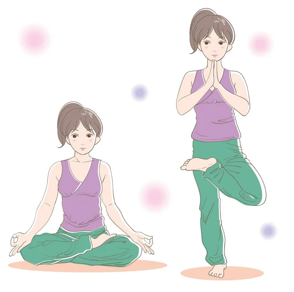 Yoga poz ayarlama temel sürüm — Stok Vektör
