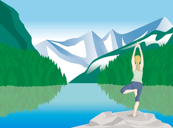 Yoga poz doğa — Stok Vektör