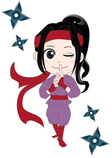 Frau ninja, kunoichi — Stockvektor