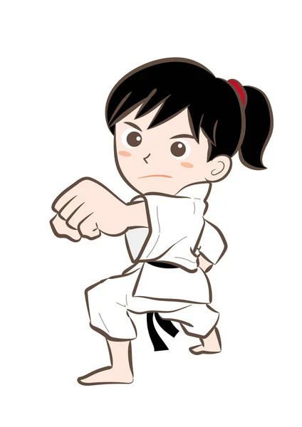 Chica pose de karate — Vector de stock