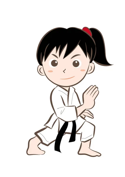 Karate pose girl — Stock Vector