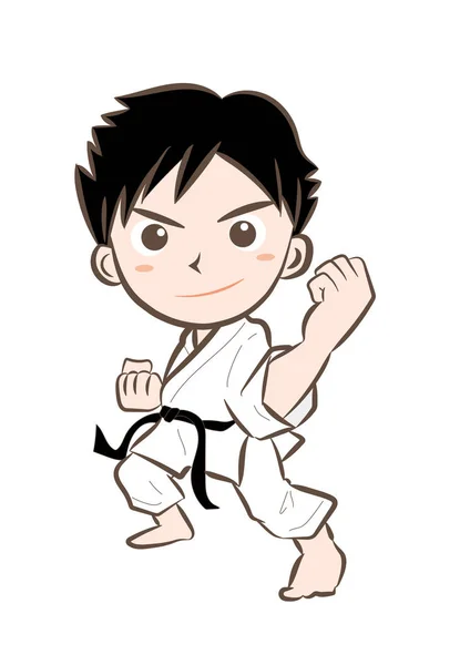 Niño pose de karate — Vector de stock