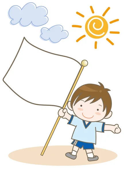 男孩用一面旗 — 图库矢量图片