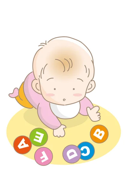 Educación Inglés Kindergarten Baby — Vector de stock