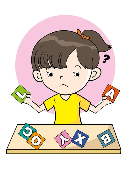 Inglés Educación Kindergarten Chica — Vector de stock