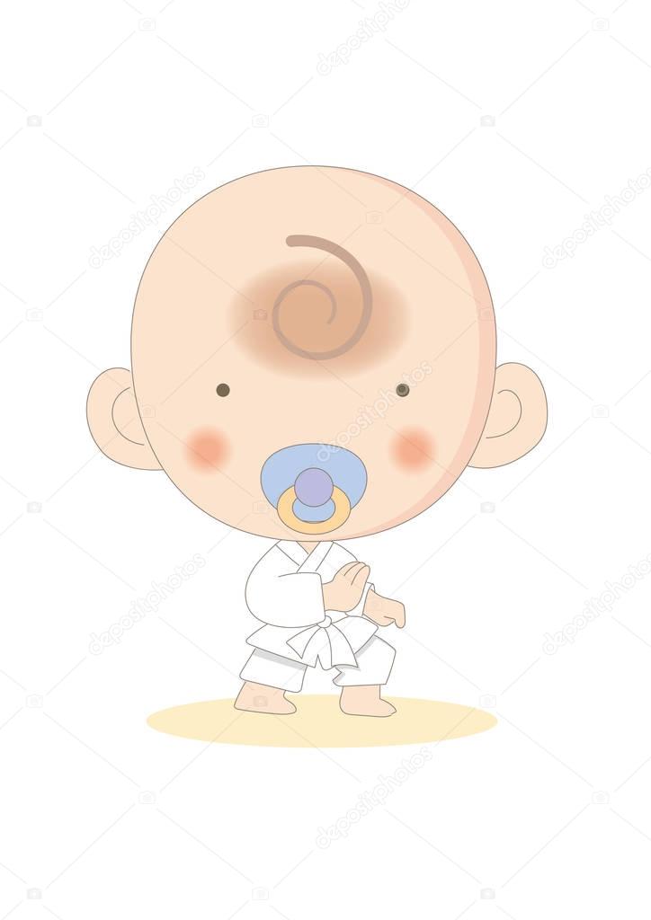 Baby learning karate - vector