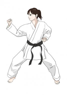 Karate poz / malzeme Japon kültürünün vektör